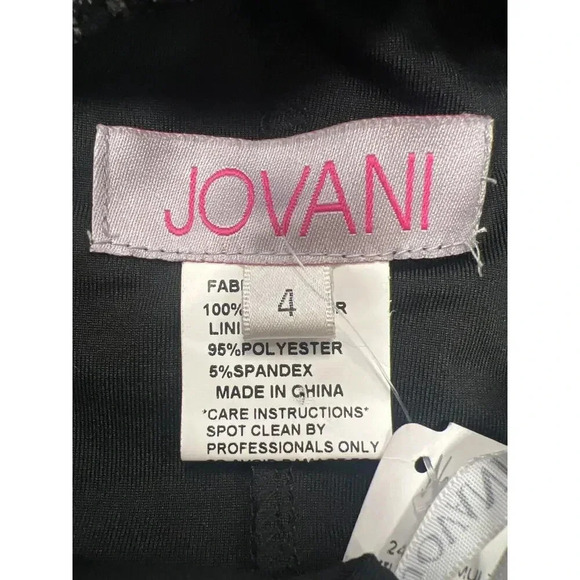 NWT $590 Jovani Womens Black Floral Round Neck Bell Sleeve Mini Dress Si… - Picture 9 of 13